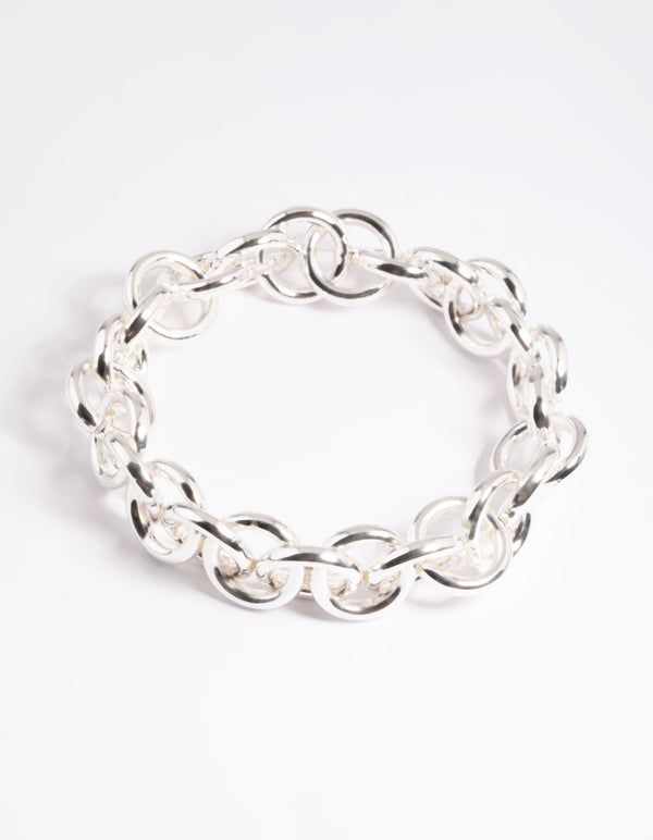 Silver Mixed Chain Stretch Bracelet