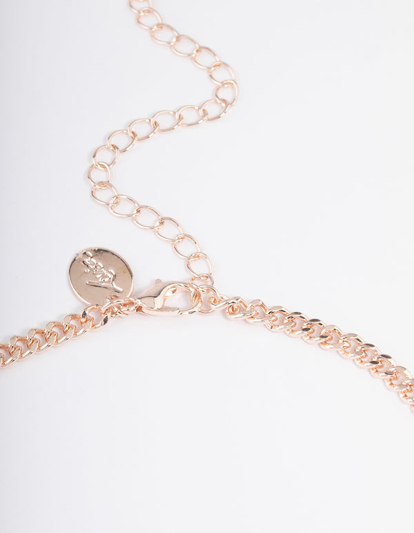 Rose Gold Diamante Butterfly Chain Earrings & Necklace