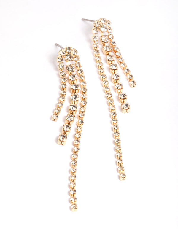 Gold Diamante Cupchain Earrings