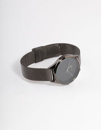 Black Simple Mesh Watch - link has visual effect only
