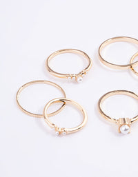 Gold Fine Faux Pearl Ring Pack - link has visual effect only
