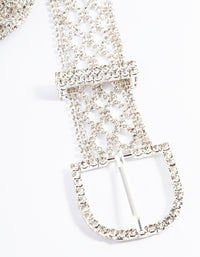Silver Diamante Mesh Chain Belt - link has visual effect only