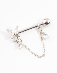 Surgical Steel Butterfly Chain Nipple Piercing - link has visual effect only