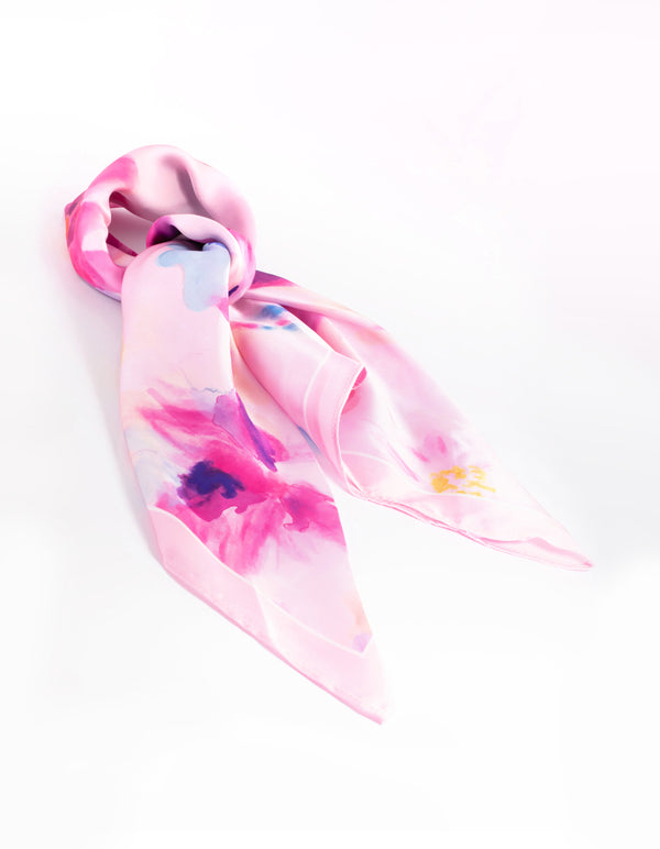 Fabric Pink Watercolour Print Scarf