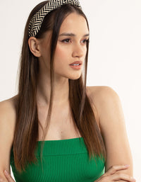 Black & White Fabric Woven Print Fabric Headband - link has visual effect only