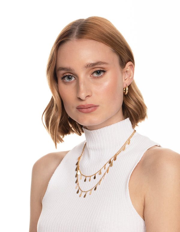 Worn Gold Mini Flower Hoop Earrings