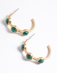 Worn Gold Stone Detail Hoop Earrings - link has visual effect only