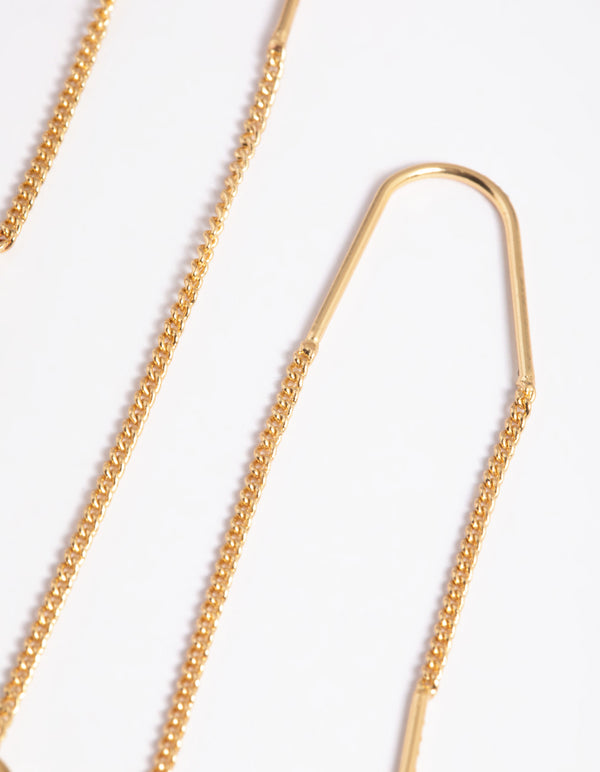 Worn Gold Threader Oval Earrings