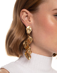 Worn Gold Metal Petal Drop Earrings - link has visual effect only