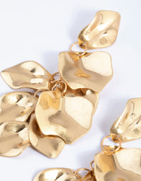 Worn Gold Metal Petal Drop Earrings - link has visual effect only