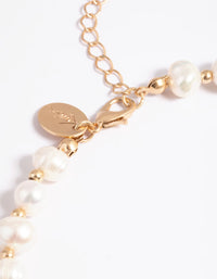 Worn Gold Freshwater Pearl & Bead Necklace - link has visual effect only