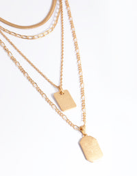 Worn Gold Figaro 4-Row Necklace - link has visual effect only