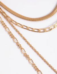 Worn Gold Figaro 4-Row Necklace - link has visual effect only