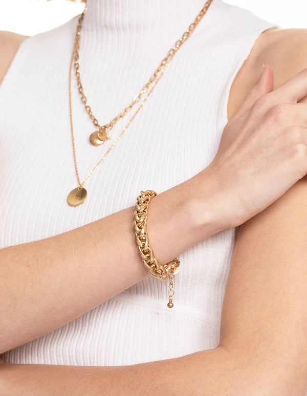 Worn Gold Chunky Twist Chain Bracelet