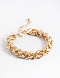 Worn Gold Chunky Twist Chain Bracelet - link has visual effect only