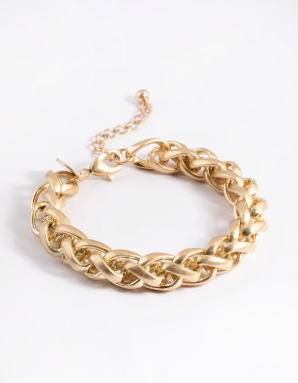Worn Gold Chunky Twist Chain Bracelet