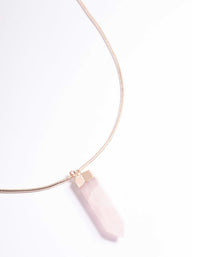 Rose Gold Rose Quartz Shard Snake Chain Necklace - link has visual effect only