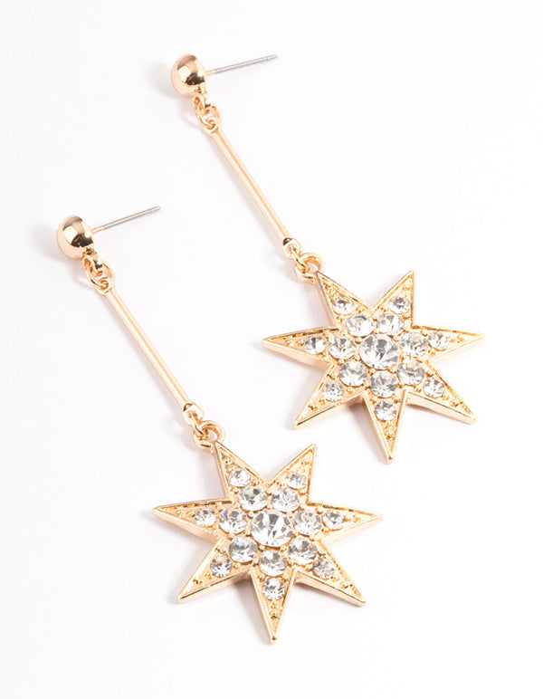 Gold Stick & Celestial Drop Earrings