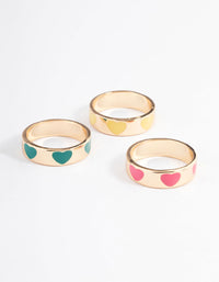 Gold Enamel Heart Ring Pack - link has visual effect only