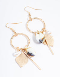 Gold Open Circle Shell Drop Earrings - link has visual effect only