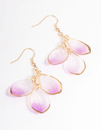 Purple Frosted Petal Cluster Drop Earrings - link has visual effect only