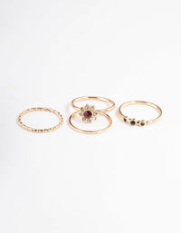 Gold Flower Set Stone 5-Pack Ring - link has visual effect only