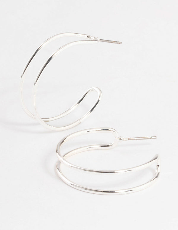 Silver Wire Double Hoop Earrings