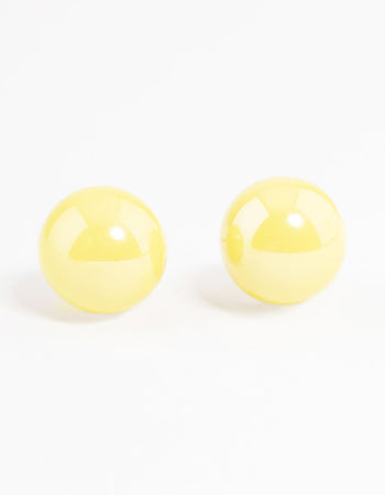 Yellow Shiny Ball Stud Earrings