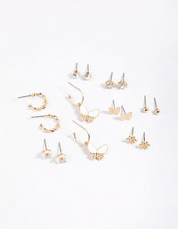 Gold Diamante Butterfly Garden Earrings 8-Pack - link has visual effect only