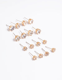 Gold Classic Diamante Studs 8-Pack - link has visual effect only