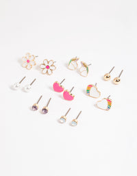 Gold Cute Unicorn Earrings 8-Pack - link has visual effect only