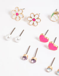 Gold Cute Unicorn Earrings 8-Pack - link has visual effect only