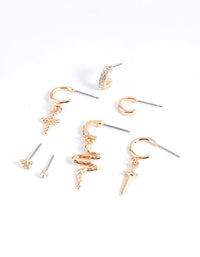 Gold Snake & Cross Stack Earrings - link has visual effect only