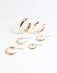 Gold Classic Hoop Stack Earrings - link has visual effect only