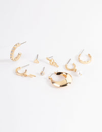 Gold Diamante Snake Bolt Stack Earrings - link has visual effect only