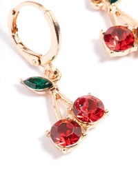 Gold Diamante Cherry Medium Huggie Earrings - link has visual effect only