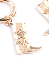 Gold Diamante Cowboy Boot Earrings - link has visual effect only