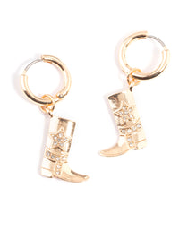 Gold Diamante Cowboy Boot Earrings - link has visual effect only