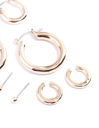 Gold Core Chunky Mix Earrings 4-Pack - link has visual effect only