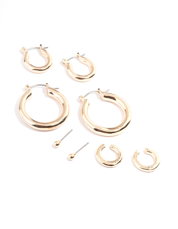 Gold Core Chunky Mix Earrings 4-Pack