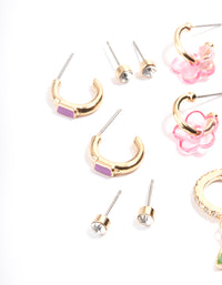 Gold Mushroom Hoop & Stud Earring 6-Pack - link has visual effect only