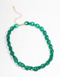 Green Metallic Coated Chain Necklace - link has visual effect only