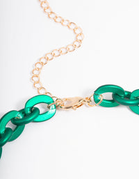 Green Metallic Coated Chain Necklace - link has visual effect only