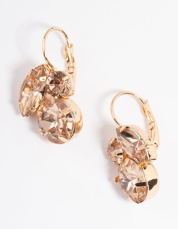 Gold Mixed Stone Cluster Huggie Hoop Earrings