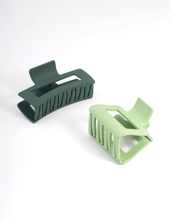 Green Mixed Rectangle Hair Claw Clip Pack