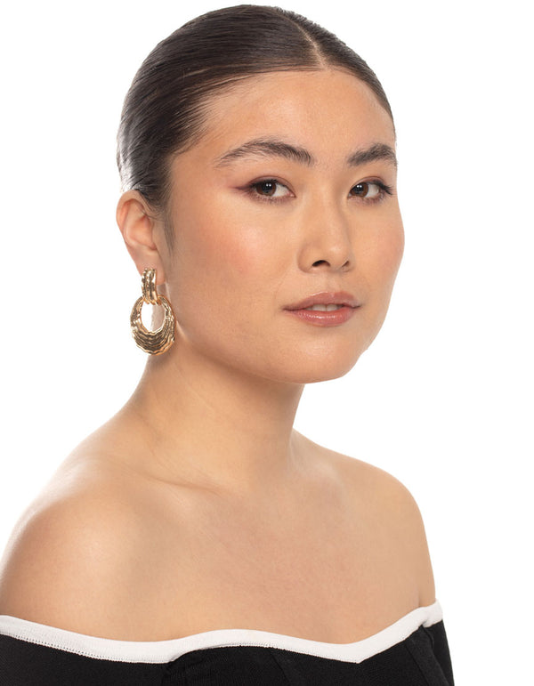 Gold Stamped Door Knocker Earrings