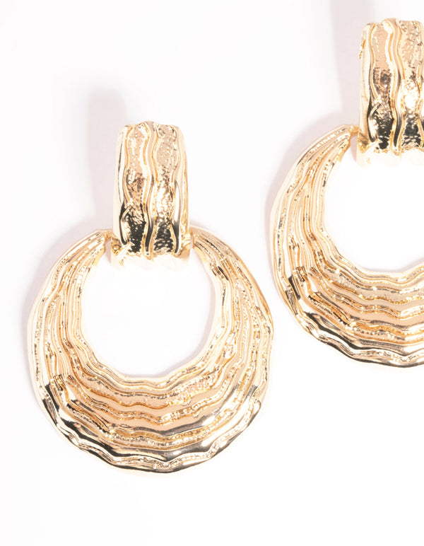 Gold Stamped Door Knocker Earrings