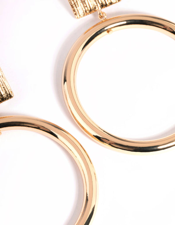 Gold Brushed Square Earrings