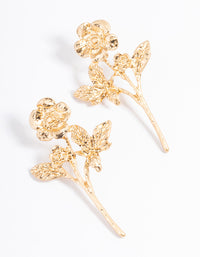 Gold Simple Drop Flower Earrings - link has visual effect only