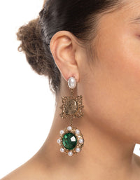 Gold Statement Gem Drop Earrings - link has visual effect only